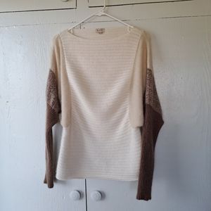 Cremieux Color block Ribbed & Knit Long Sleeve Rabbit Hair Blend Sweater SZ S